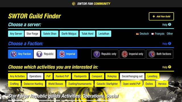 The SWTOR Guild Finder смотреть онлайн