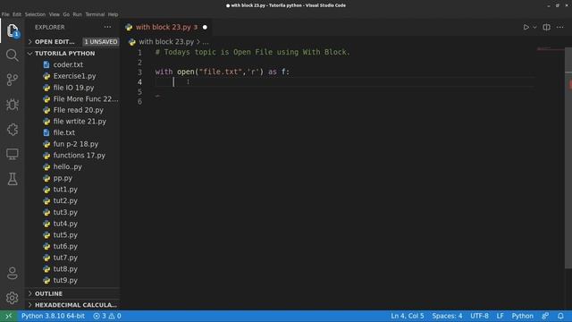 Opening File Using With Block || Python Free tutorial #23 || Death Code смотреть онлайн