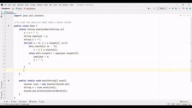 PRINT SMALLEST WORD IN A GIVEN STRING JAVA PROGRAMMING NO SOUND COPY CODE смотреть онлайн