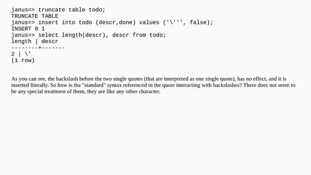 Why are backslashes doubled in SQL's string encoding? смотреть онлайн