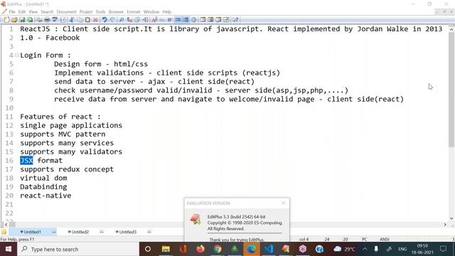 REACT JS tutorials || Demo - 2 || by Mr. Swamy Naidu On 18-06-2021 @9:30AM IST смотреть онлайн