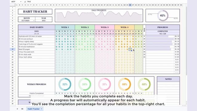 Habit Tracker - Lifetime Usability - Google Sheets Template смотреть онлайн