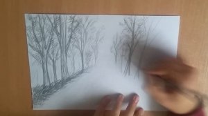 Осенний пейзаж карандашом! Любой сможет нарисовать!