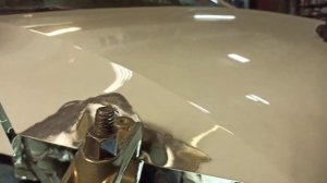 Рихтовка капота 10-и тонной стяжкой,зажимом,молотком и спотером.