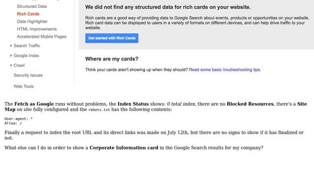 Webmasters: Google Rich Card JSON-LD not detected - Corporate Information смотреть онлайн