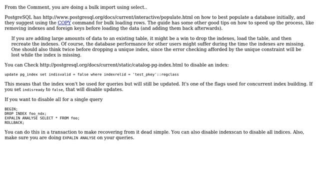 postgresql: How to disable all indexes of a table (2 Solutions!!) смотреть онлайн