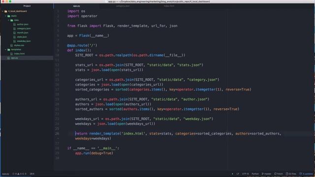 Blogging Analytics Dashboard in Python - Flask Server смотреть онлайн