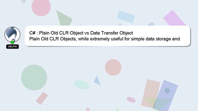 C# : Plain Old CLR Object vs Data Transfer Object смотреть онлайн