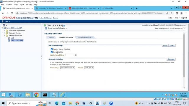 Oracle Identity Federation11:Exporting and Importing Metadata. смотреть онлайн