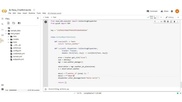Rasa Chatbot Using Google Colab | Part - 5 | Weather Report Chatbot | Rasa Custom Action смотреть онлайн