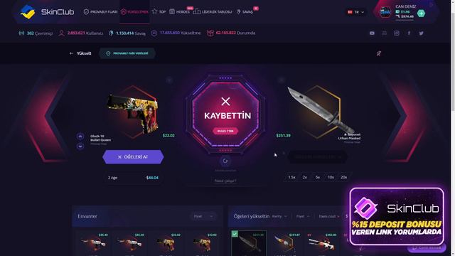 TOPLAM 3300$ 2 BIÇAK - 1 AWP KATLADIM ! 🔥 | SKINCLUB PROMO CODE ! SKINCLUB KASA AÇILIMI ! skinclub смотреть онлайн