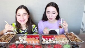 120 СУШИ-РОЛЛОВ/КТО СЪЕСТ БОЛЬШЕ? МУКБАНГ С #AykaEmilly
