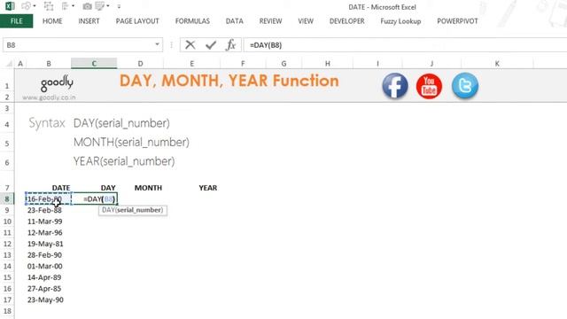 DAY MONTH YEAR Functions in Excel смотреть онлайн