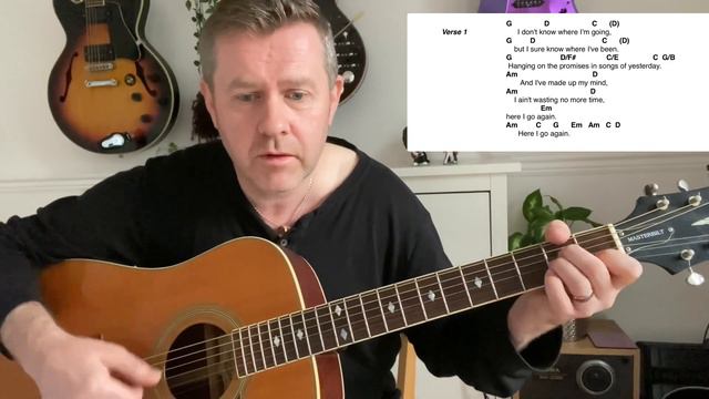 Here I Go Again - Whitesnake Acoustic Guitar Lesson (Guitar Chords) смотреть онлайн