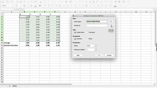Perform ANOVA In LibreOffice