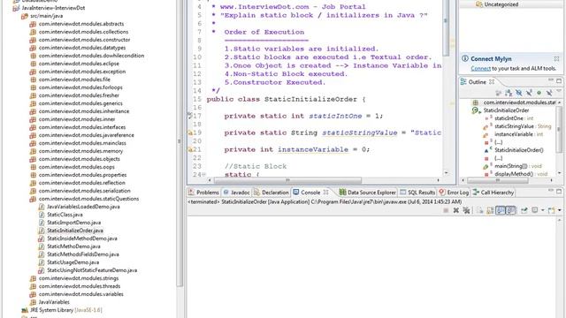 EXPLAIN STATIC BLOCK INITIALIZERS IN JAVA смотреть онлайн