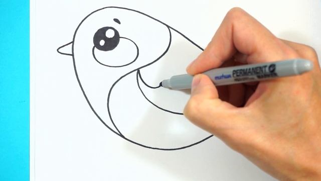 Как нарисовать синицу. Простой рисунок для детей. How to draw a chickadee. simple drawing for kids. смотреть онлайн