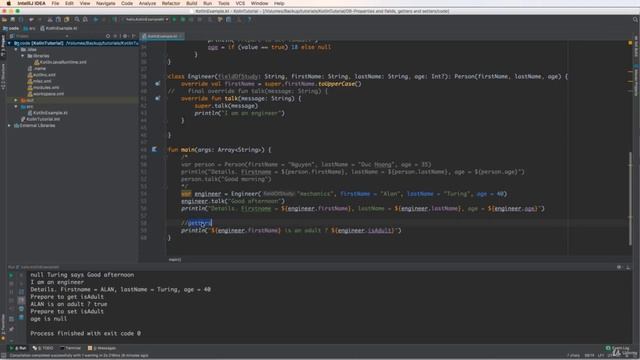10 Working with properties and getters settersin Kotlin смотреть онлайн