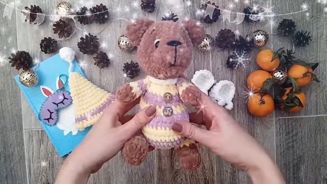 Обзор вязаной игрушки - Мишка в пижаме. Вязаная игрушка смотреть онлайн