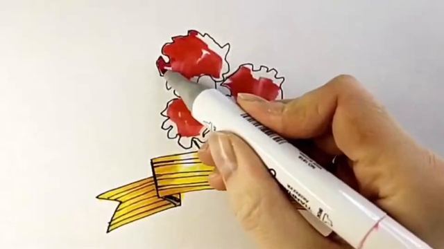 Как нарисовать гвоздики и и георгиевскую ленточку очень просто на 9 мая/Уроки пошагового рисования смотреть онлайн