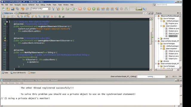 Observer Design Pattern Handling Multithreading part 1 of 2 - Example using Java смотреть онлайн