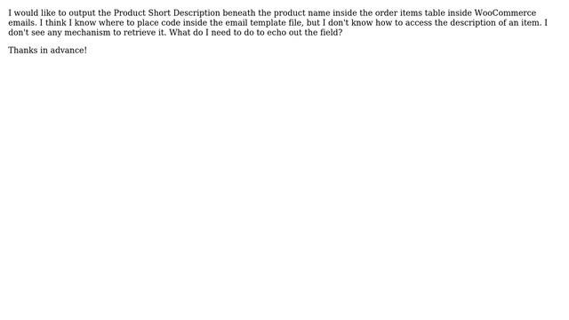 Wordpress: How do you access the Product Short Description in a WooCommerce email template? смотреть онлайн