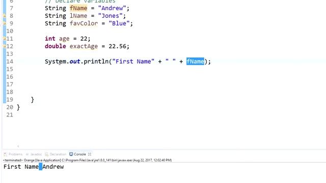 Java Programming Tutorial - 4 - Declaring Variables and Concatenation смотреть онлайн