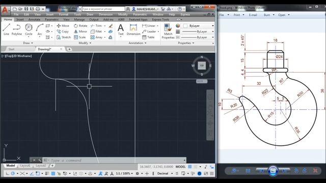AutocAD 2D Practice Drawing / Exercise 6 / Crane Hook /Basic & Advance Tutorial смотреть онлайн