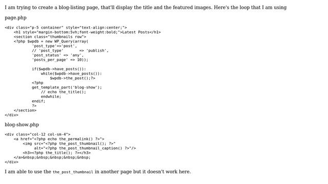 Wordpress: Unable to display the post thumbnail in the loop смотреть онлайн