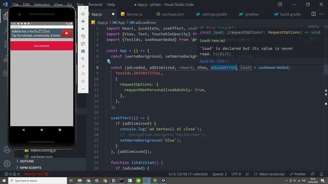 Cara Menggunakan Admob di React Native - Rewarded Ads #9 смотреть онлайн