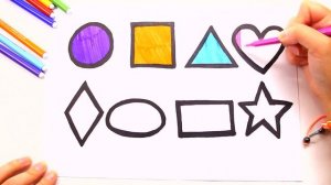 Раскраска для Детей Учим ФИГУРЫ и Цвета