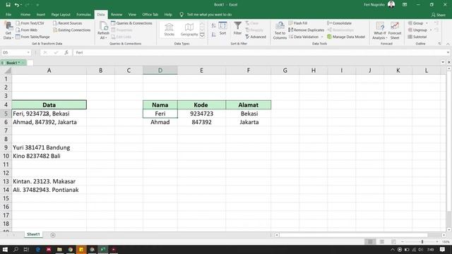 Tutorial Ms. Excel : Cara Memisahkan Data Pada Baris смотреть онлайн