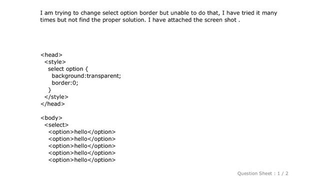 CSS : Select menu option border none смотреть онлайн