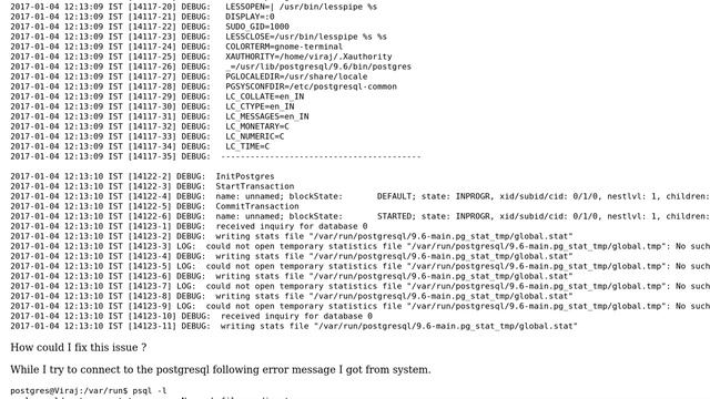 Databases: Postgresql 9.6 server not getting started - ubuntu 12.04 смотреть онлайн