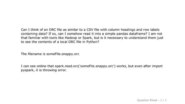 Pandas : How to read an ORC file stored locally in Python Pandas? смотреть онлайн