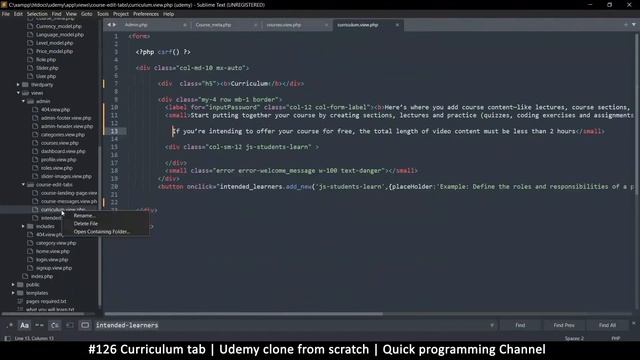 #126 Curriculum tab | Udemy clone from scratch in php | Quick programming tutorial смотреть онлайн