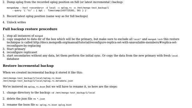 Databases: Mongodb incremental backups смотреть онлайн