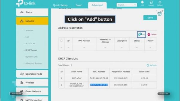 TP-Link Archer IP Address Reservation Settings (Give Permanent IP Address)