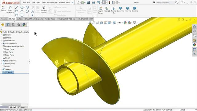 Calculate Helical Screw Conveyor in flat form using Solidworks Sheet metal смотреть онлайн