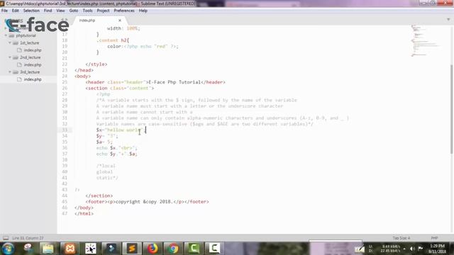 3rd lecture php variable смотреть онлайн