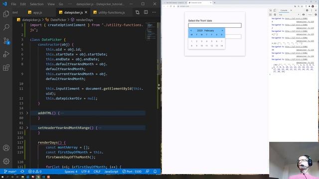 Let's Build a Datepicker: 06 - Rendering the days for the given year & month (Javascript, ES6) смотреть онлайн