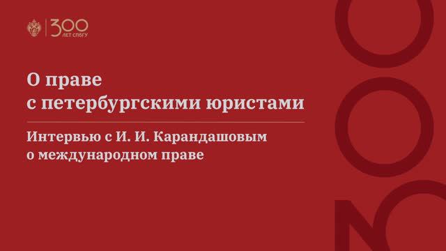 О праве с петербургскими юристами. Интервью с И. И. Карандашовым о международном праве смотреть онлайн