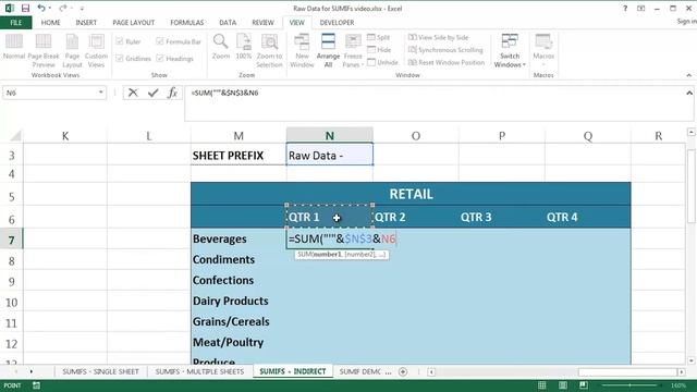 Microsoft Excel 2013 - Combining the SUMIFS and INDIRECT functions смотреть онлайн