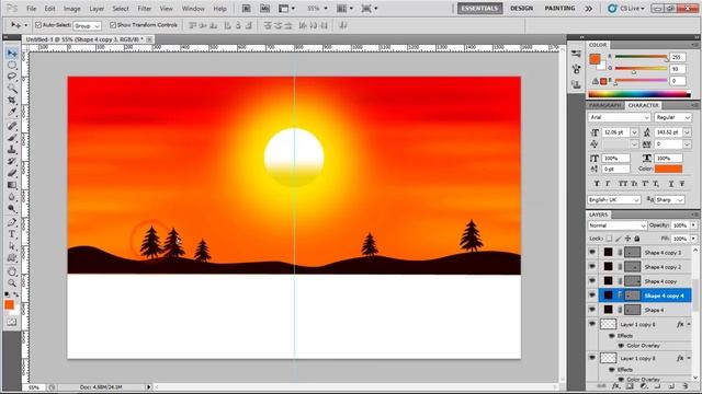 How to make easy & quick scenery art on photoshop смотреть онлайн