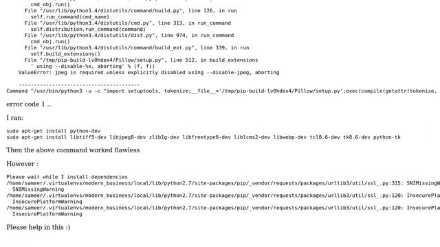 Ubuntu: Error while creating a projrct with djangocms -p test1 test1 with exit status 1? смотреть онлайн