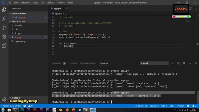 python & mongoDB query , limit , sort, update , delete ตอนที่ 2 смотреть онлайн