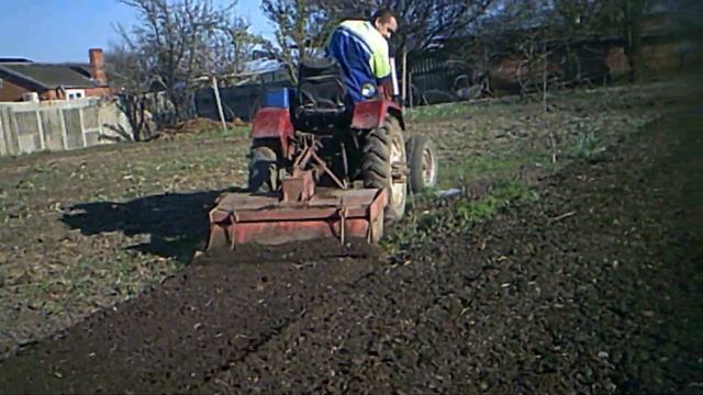 Минитрактор СИНТАЙ 180 фрезерует огород, сеем свеклу. смотреть онлайн