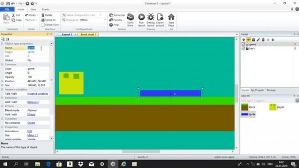Урок #1 по Construct2 "Основы Платформера"