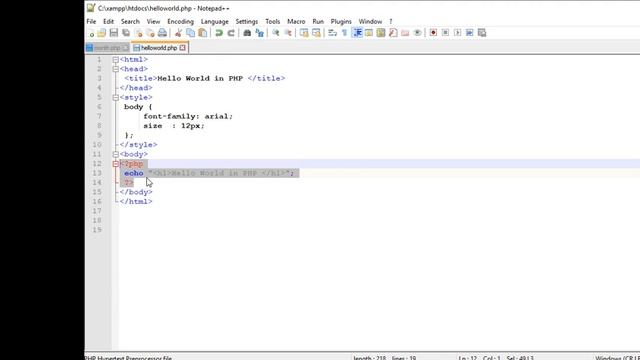 Hello World in PHP смотреть онлайн