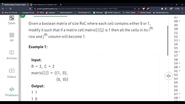 Boolean Matrix | 2-D Array | Problem Solving | GFG | Java | Hindi смотреть онлайн